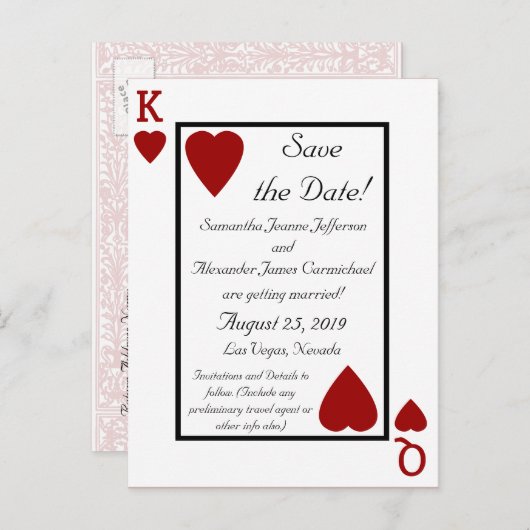 の遊カードキング/クイーン日付はがきを保存 案内ポストカード (正面/裏面)