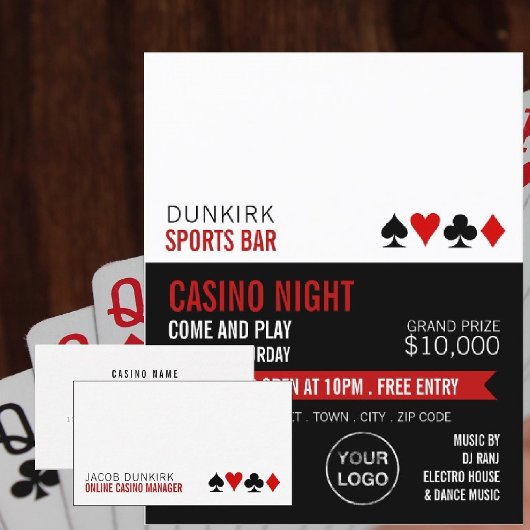 の遊カードスーツ、カジノナイト、ゲーム業界 チラシ