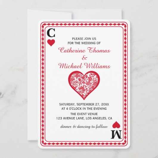 の遊カードラスベガス結婚カジノモノグラムの 招待状 (正面)