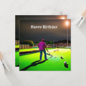 の遊トワイライトローンボウル、フラット誕生日カード カード (正面/裏面インサイチュ)