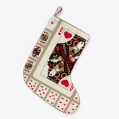 の遊ハートのカードはヴィンテージスタイルでスーツ。織里 スモールクリスマスストッキング (正面 (吊り時))