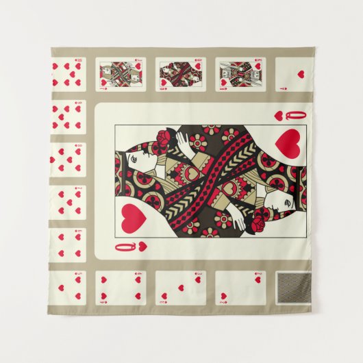 の遊ハートのカードはヴィンテージスタイルでスーツ。織里 タペストリー (正面(横))