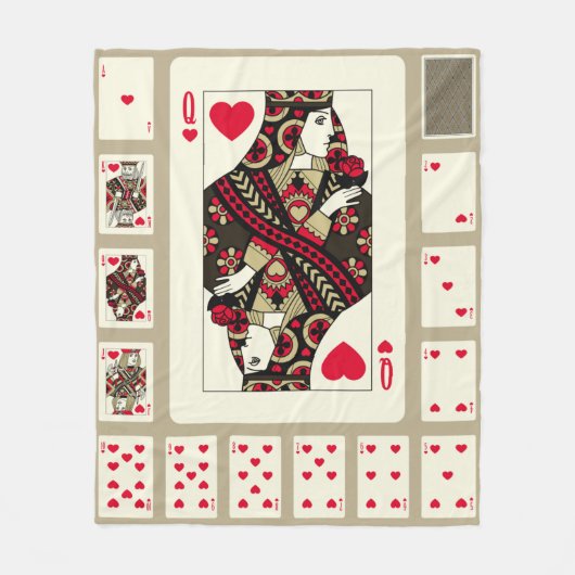 の遊ハートのカードはヴィンテージスタイルでスーツ。織里 フリースブランケット (正面)