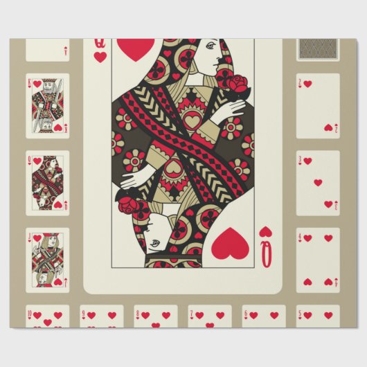 の遊ハートのカードはヴィンテージスタイルでスーツ。織里 ラッピングペーパー (フラット)