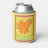 の遊ビーチタコ黄色パーソナライズされた名 缶クーラー (缶裏面)