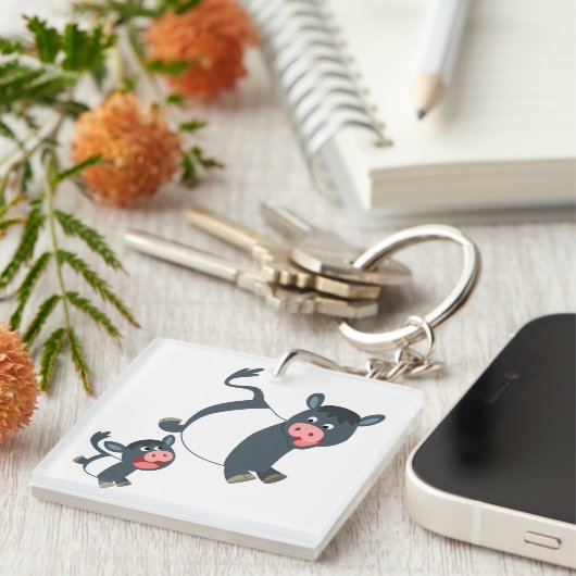 の遊ベルテッドガロウェイ牛&カーフアクリルキーリング キーホルダー (正面右)