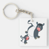 の遊ベルテッドガロウェイ牛&カーフアクリルキーリング キーホルダー (正面)