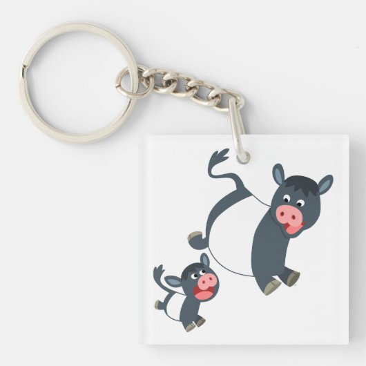 の遊ベルテッドガロウェイ牛&カーフアクリルキーリング キーホルダー (正面)