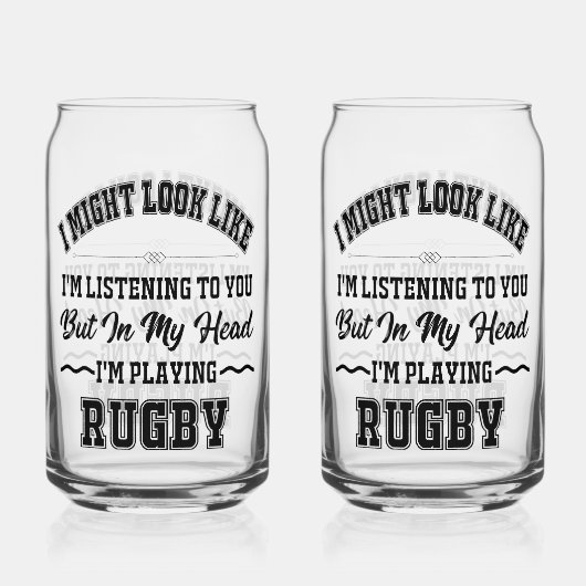 の遊ラグビー16oz Can Glassesプリント ガラス缶 (正面)