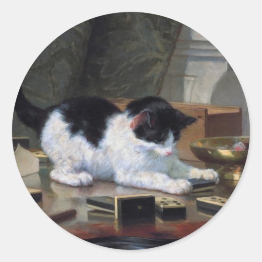 の遊子猫by Henriette Ronner-Knip ラウンドシール (正面)