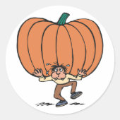 の運大きなカボチャのステッカー ラウンドシール (正面)