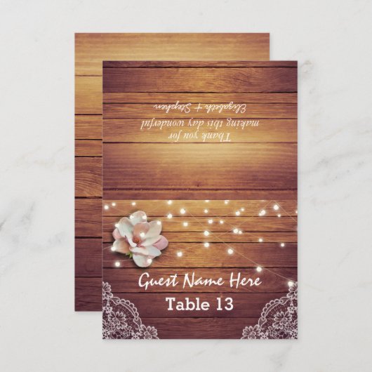 の配置表結婚番号フローラライトウッドレース 招待状 (正面/裏面)