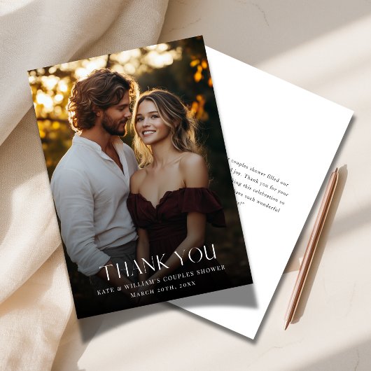 の重結婚ねて写真カップルのシャワー写真 サンキューカード