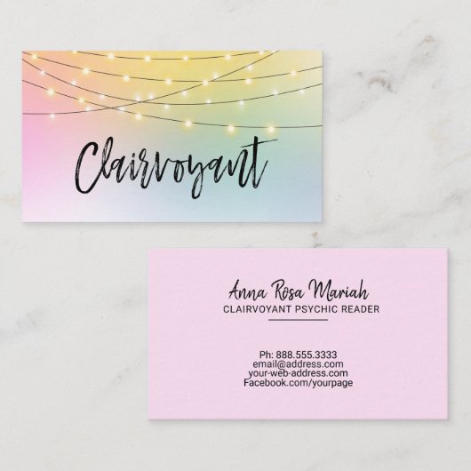 *~*の金ゴールドのひもは千里眼の読者のパステルをつけます 名刺 (正面/裏面)