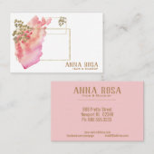 *~*の金ゴールドのガーリーな幾何学的なモモのピンク及び水彩画 名刺 (正面/裏面)