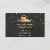 *~*の金ゴールドのグリッターのバッグのバラのファッションの星 名刺 (裏面)