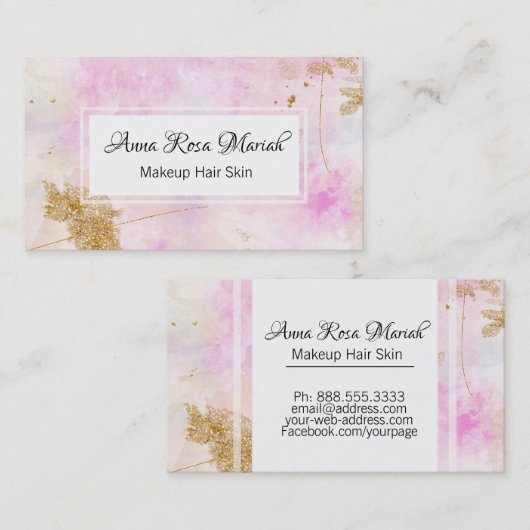*~*の金ゴールドのグリッターのピンクの抽象芸術のパステルのモダン 名刺 (正面/裏面)