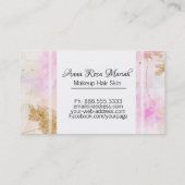 *~*の金ゴールドのグリッターのピンクの抽象芸術のパステルのモダン 名刺 (裏面)
