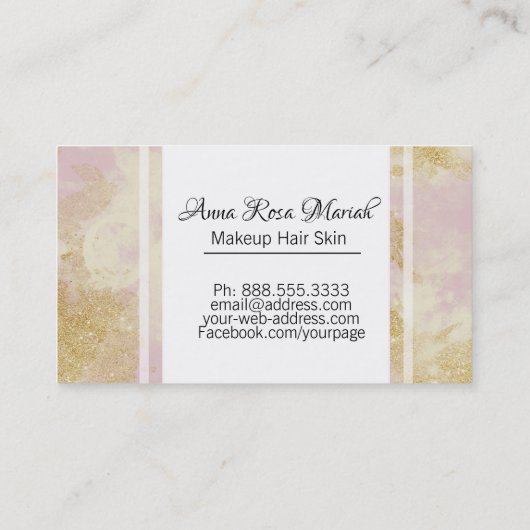 *~*の金ゴールドのグリッターのラベンダーの抽象芸術のパステルのモダン 名刺 (裏面)