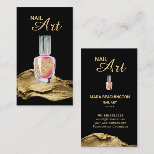 *~*の金ゴールドのグリッターの打撃のネイルアートのポーランド人のボトル 名刺 (正面/裏面)