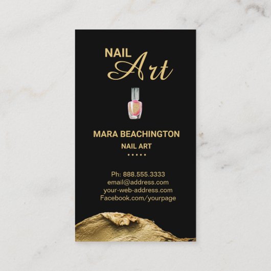 *~*の金ゴールドのグリッターの打撃のネイルアートのポーランド人のボトル 名刺 (裏面)