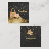 *~*の金ゴールドのグリッターの星のバッグのバラのファッション スクエア名刺 (正面/裏面)