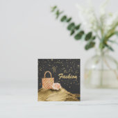 *~*の金ゴールドのグリッターの星のバッグのバラのファッション スクエア名刺 (スタンド正面)