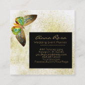 *~*の金ゴールドのグリッターの金ゴールドは水彩画の蝶を金めっきしました スクエア名刺 (裏面)