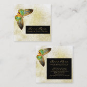 *~*の金ゴールドのグリッターの金ゴールドは水彩画の蝶を金めっきしました スクエア名刺 (正面/裏面)