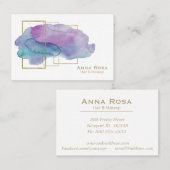 *~*の金ゴールドのシックで幾何学的なマゼンタの紫色の水彩画 名刺 (正面/裏面)