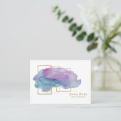 *~*の金ゴールドのシックで幾何学的な紫色のマゼンタの水彩画 名刺 (スタンド正面)