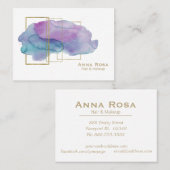 *~*の金ゴールドのシックで幾何学的な紫色のマゼンタの水彩画 名刺 (正面/裏面)