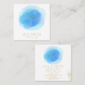 *~*の金ゴールドのヒトデのビーチの海の海の白く青い塊 スクエア名刺 (正面/裏面)