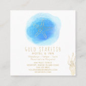 *~*の金ゴールドのヒトデのビーチの海の海の白く青い塊 スクエア名刺 (裏面)