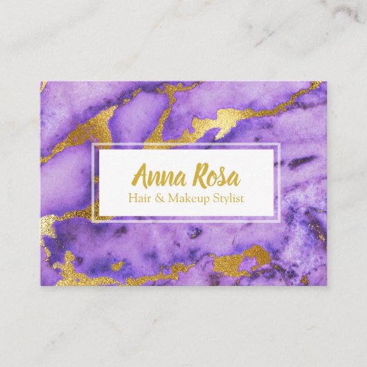 *~*の金ゴールドの大理石の濃紫色のシックな人気がある 名刺 (正面)