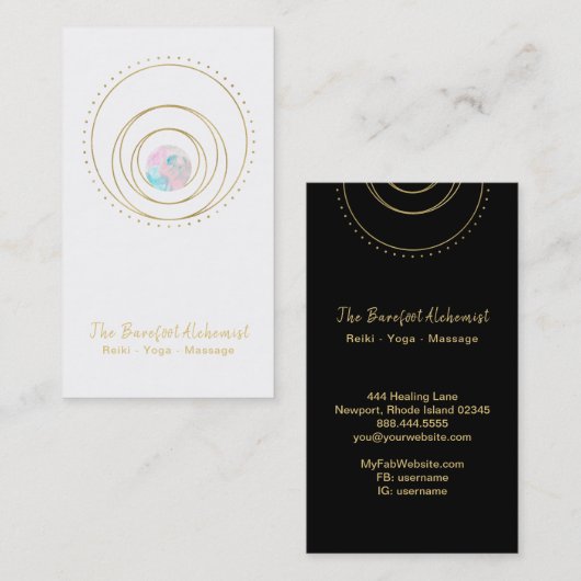 *~*の金ゴールドの幾何学的な曼荼羅の神聖な幾何学Boho 名刺 (正面/裏面)