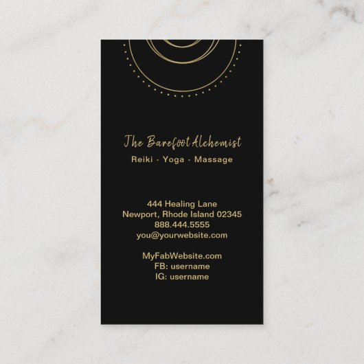 *~*の金ゴールドの幾何学的な曼荼羅の神聖な幾何学Boho 名刺 (裏面)