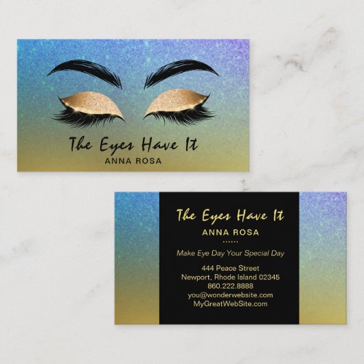 *~*の金ゴールドの紫色の青くガーリーな鞭延長額 名刺 (正面/裏面)