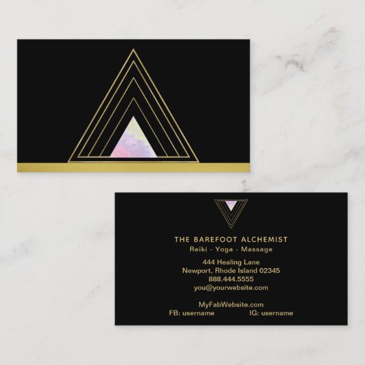 *~*の金ゴールドの錬金術のミニマルな三角形の神聖な幾何学 名刺 (正面/裏面)