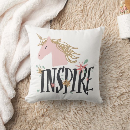 |の金ゴールドの鬣のユニコーンをインスパイア クッション (ブランケット)