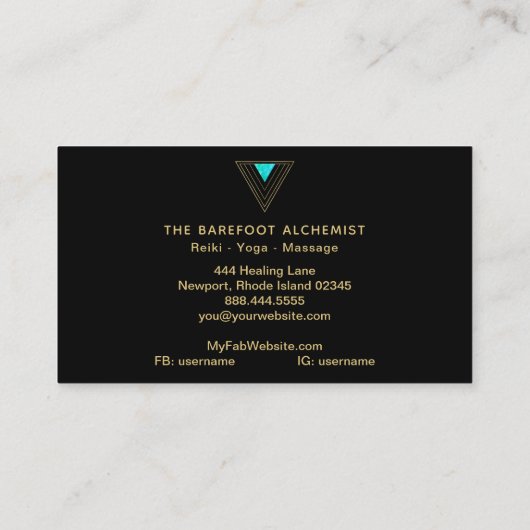 *~*の金ゴールドのBohoの三角形-神聖な幾何学の錬金術 名刺 (裏面)