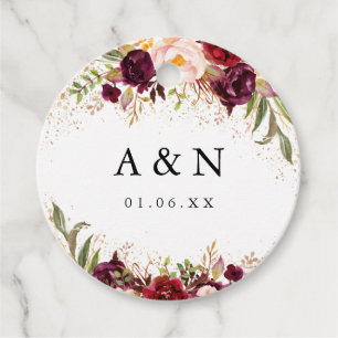 の金ゴールド結婚ダストブルゴーニュフローラ フェイバータグ