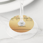 の金ゴールド結婚フローラマーカワイングラスラベル ワイングラスタグ (クローズアップ)