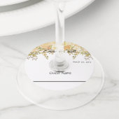 の金ゴールド結婚フローラマーカワイングラスラベル ワイングラスタグ (クローズアップ)