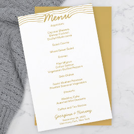 の金ゴールド結婚ホワイトウェーブラインミニマリストメニュー