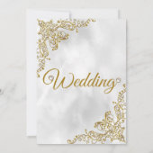 の金ゴールド結婚大理石ホワイトパールシルバー 招待状 (裏面)