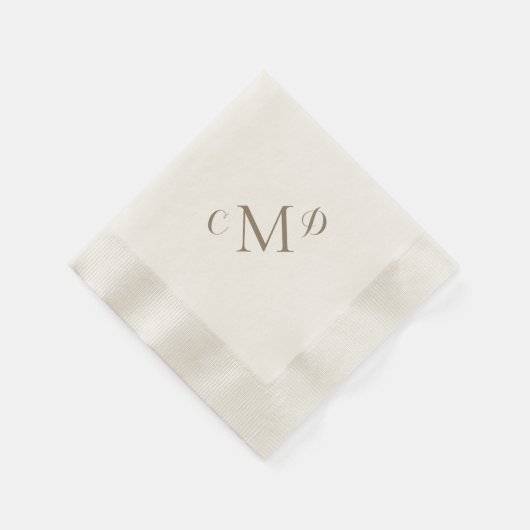 の金ゴールド結婚混合モノグラムのクリームを組み合わせたカクテル 縁ありカクテルナプキン (角)