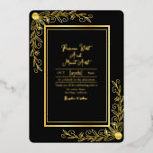 の金結婚の背景フローラ金箔 箔招待状 (正面)