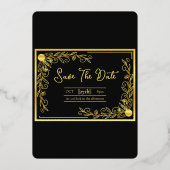 の金結婚の背景フローラ金箔 箔招待状 (裏面)