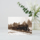 ～の鉄道列車をピンシーな冬のシーンにハガキで描く ポストカード (スタンド正面)